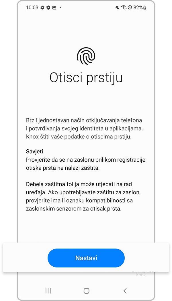3. korak registracije otiska prsta