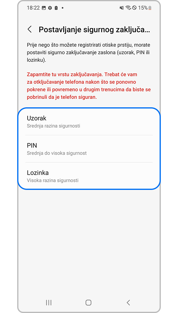 4. korak registracije otiska prsta