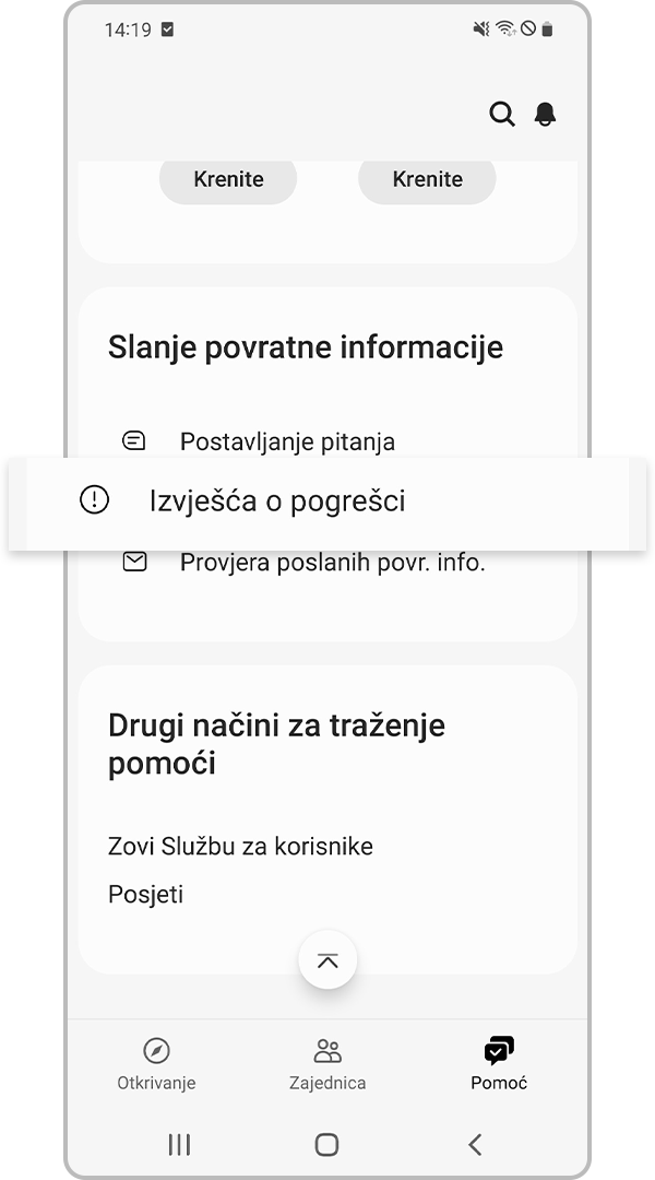izvješća o pogreškama 1. korak
