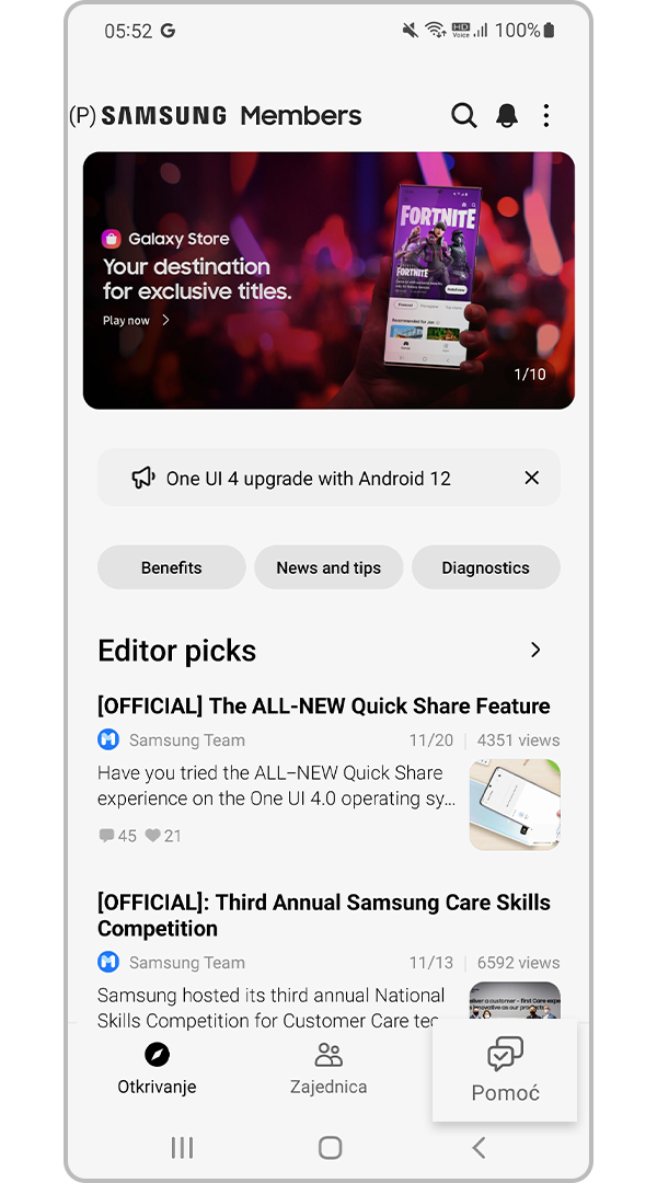 Zatražite pomoć u aplikaciji Samsung Members