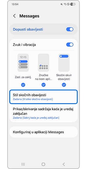 Odabir stila skočne obavijesti