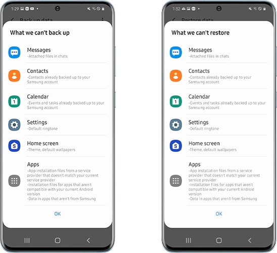 Što se ne može sigurnosno kopirati ili vratiti