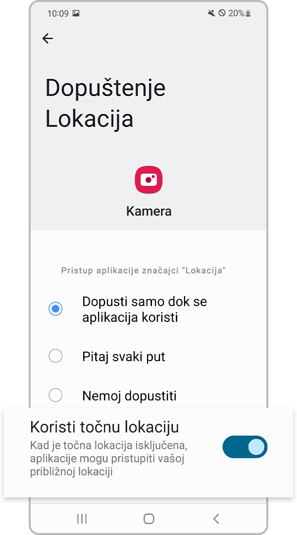 Omogućite Koristi točnu lokaciju
