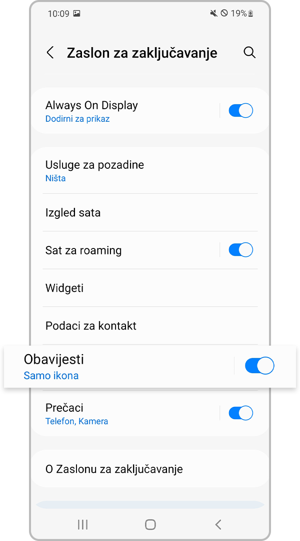 Odaberite postavke obavijesti zaslona za zaključavanje