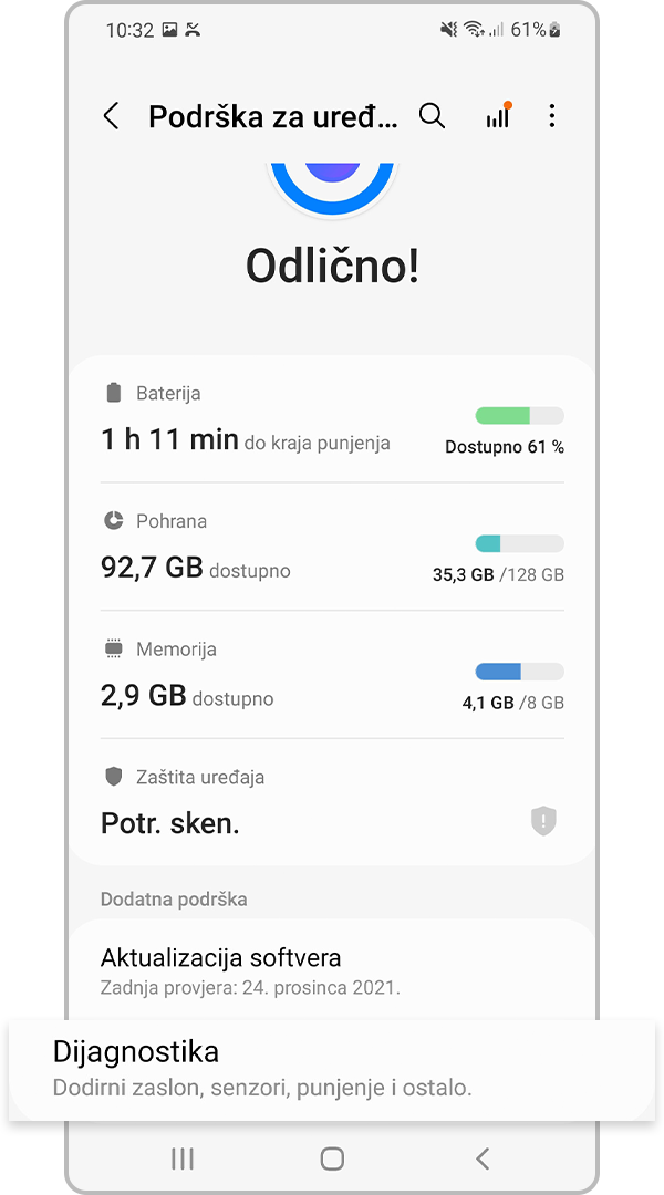 Dijagnostika pod Podrška za uređaj