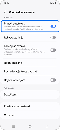 fokusiranje kamere deaktiviranje automatskog fokusiranja s praćenjem