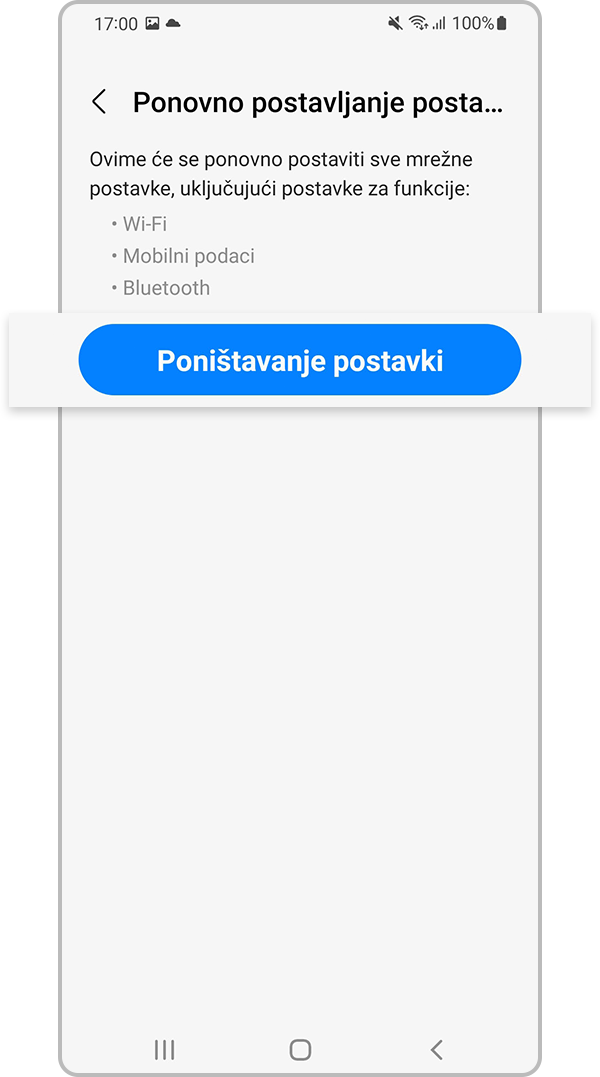 poništavanje postavki mreže 4. korak
