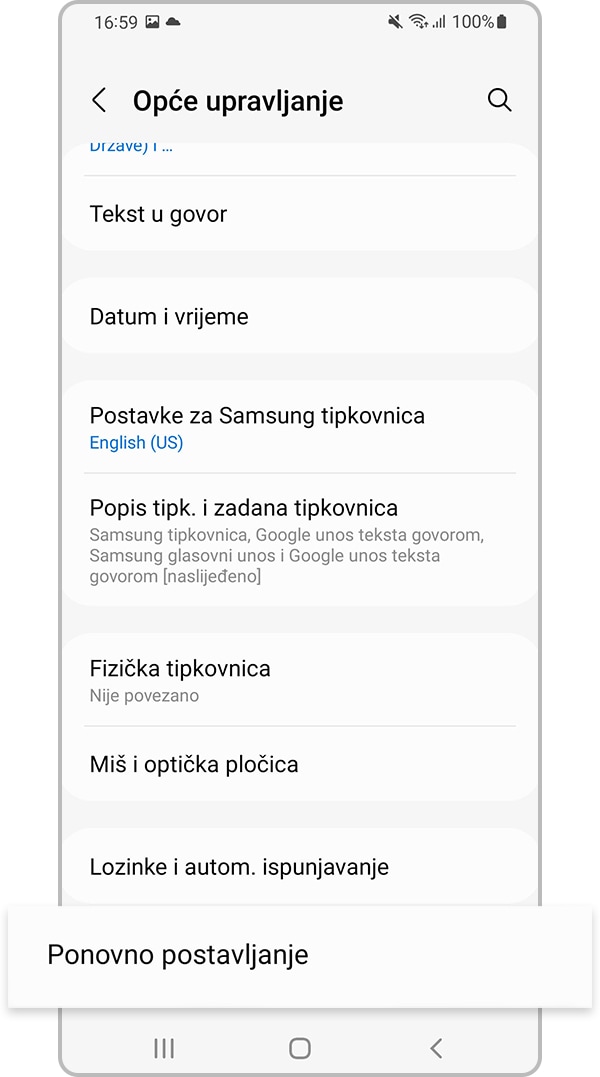 poništavanje postavki mreže 2. korak