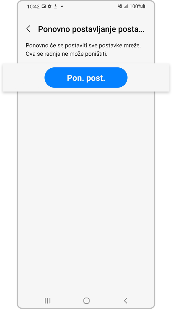 Provjerite informacije i dodirnite Poništavanje postavki
