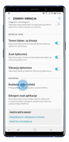 Dodirnite Kvaliteta zvuka i efekti
