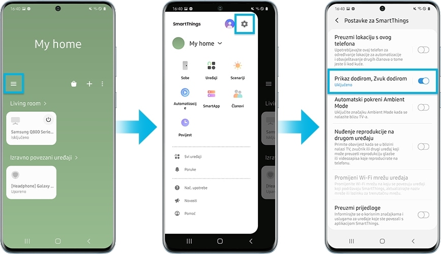 Zrcaljenje upotrebom aplikacije Tap View