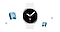 Egy fehér szíjas Galaxy Watch8 látható, aminek bal és jobb oldalán egy-egy kék 3D-s könyvjelző ikon van.