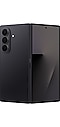 Egy jetblack színű Galaxy Z Fold7 látható kihajtva, hátulnézetből.