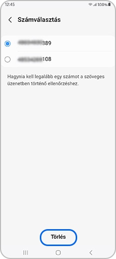 Jelöld ki a törölni kívánt korábbi telefonszámot, majd koppints a Törlés gombra