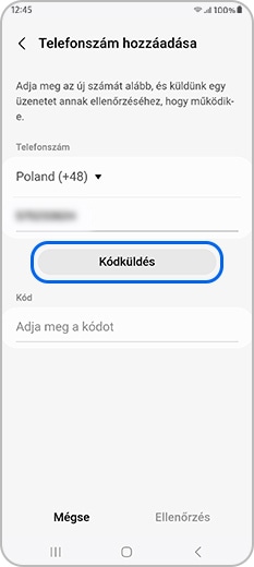 Gépeld be a kódot a megjelenő mezőbe, majd koppints az Ellenőrzés gombra