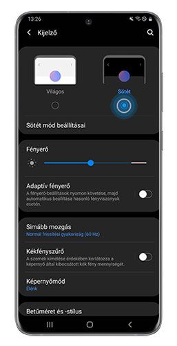Sötét mód beállítása Galaxy eszközön
