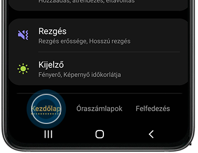 Kezdőképernyő kiválasztva a Watch Active2 menüben