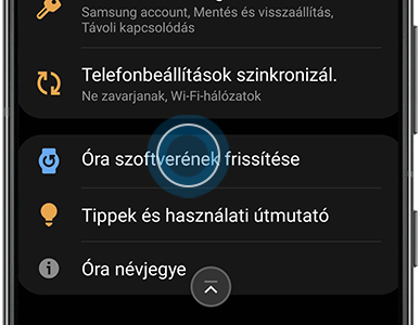 Óra szoftverfrissítés kiválasztása a Watch Active2 menüben