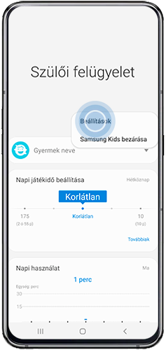 Koppints a Beállítások menübe történő belépéshez