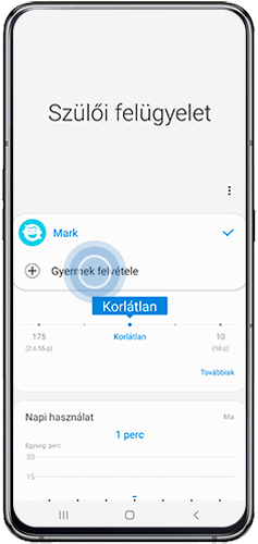 Új gyermekprofil hozzáadásához koppints a Gyermek hozzáadása lehetőségre