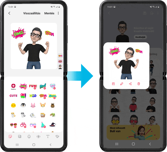 Képernyőkép az AR emoji kamera matricáról