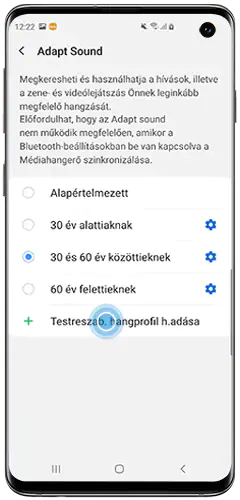 Koppints a Személyre szabott hangprofil hozzáadása elemre