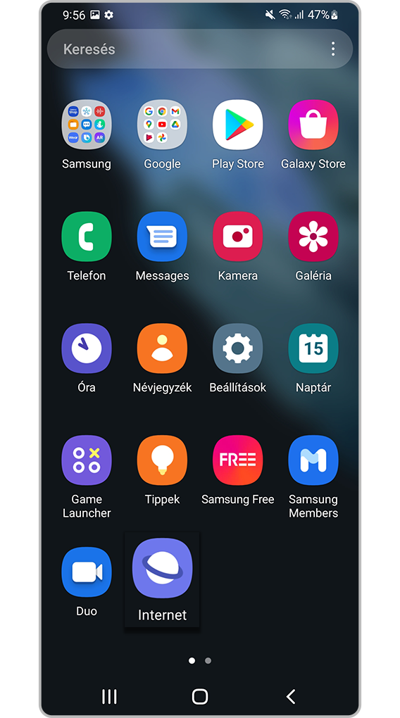 Nyisd meg a Samsung Internet alkalmazást