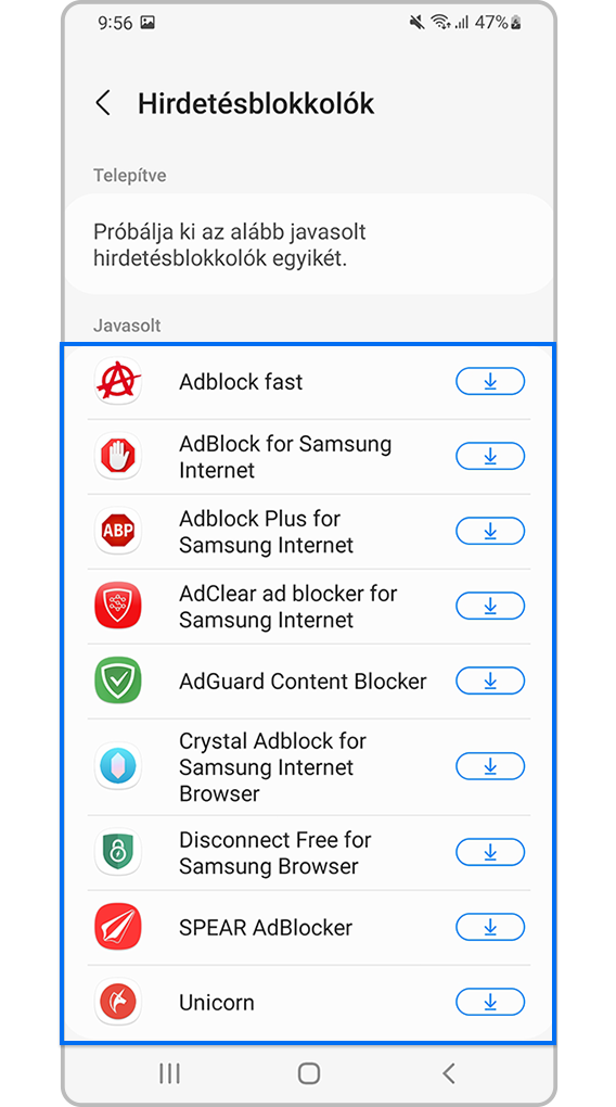 Válassz a javasolt alkalmazások közül
