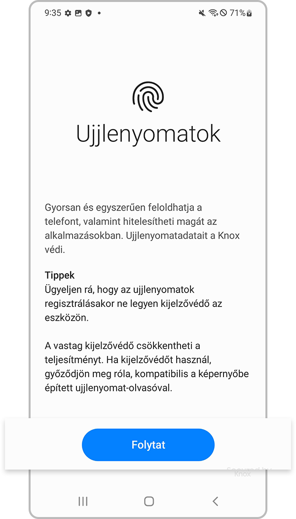 ujjlenyomat-felismerés – regisztrálás – 3. lépés