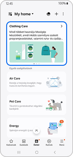Ruhaápolás kártya a SmartThings Élet részen