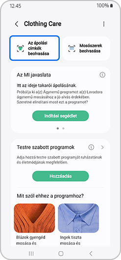 Koppints a Ruhacímkék beolvasása lehetőségre