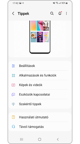 A Tippek és használati útmutató részben továbbiakat is megtudhatsz a ONE UI 4.0 felületről