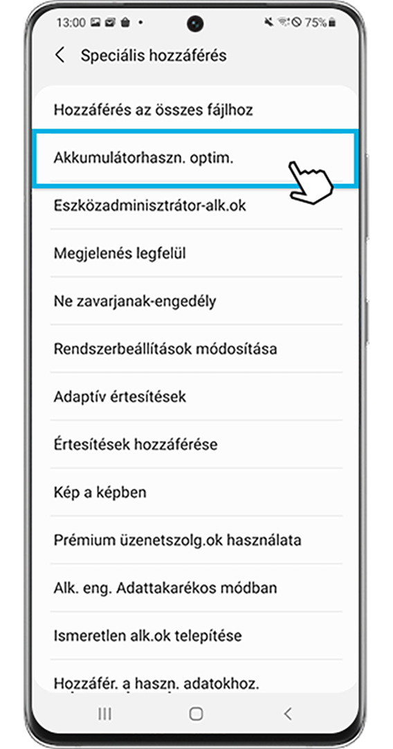 egyes alkalmazások optimalizálása, hogy kevesebb energiát fogyasszanak – speciális hozzáférés