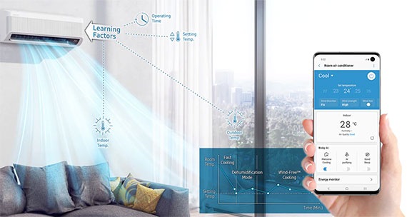 SmartThings application available on Android and iOS devices - Remotely control your airconditioner anytime, anywhere