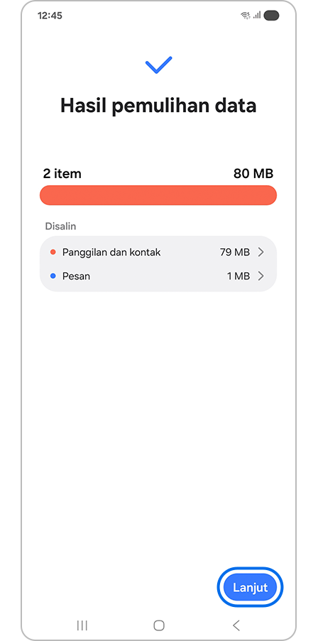 Mengetuk tombol Lanjut
