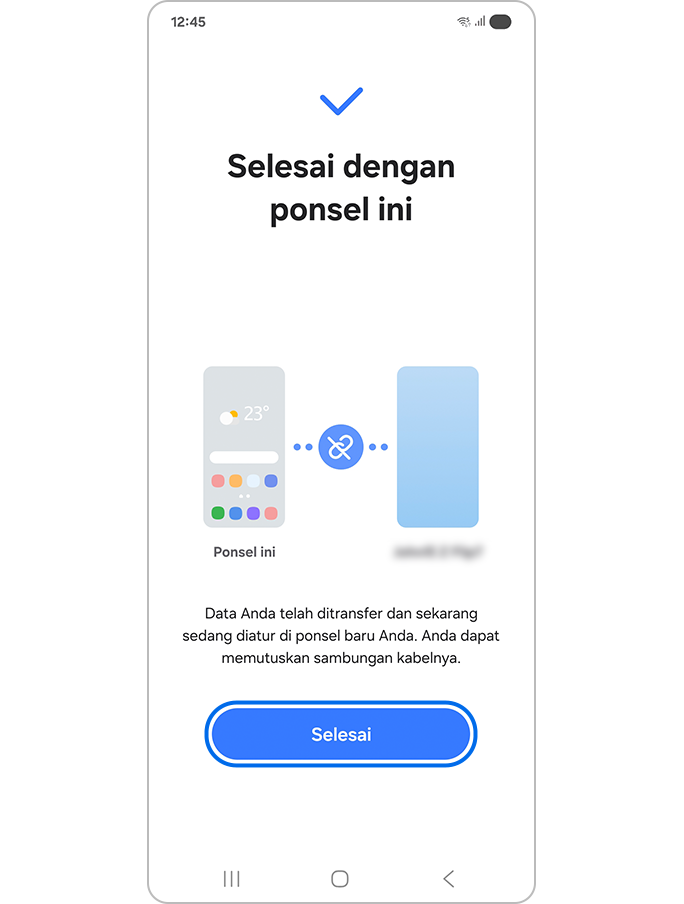 Ketuk Selesai setelah transfer