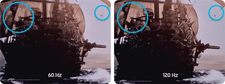 dua gambar memperbandingkan dengan refresh rate