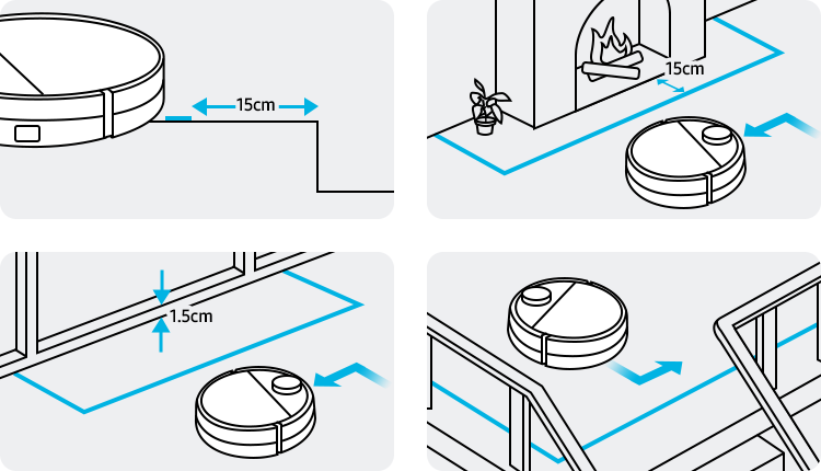 correct locations for boundary strips of jet bot
