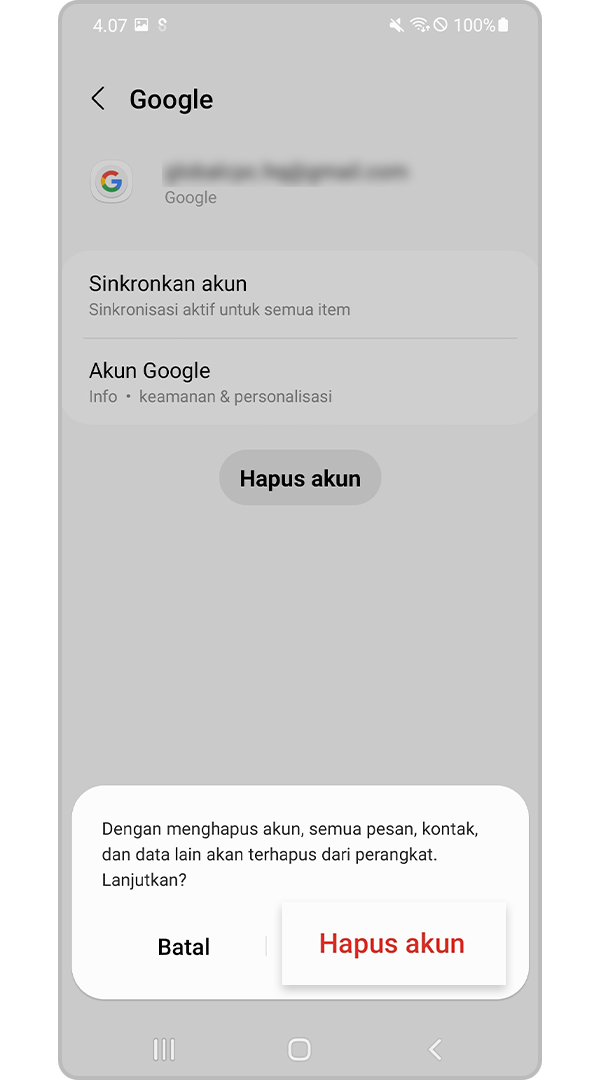 Konfirmasikan dan lepas akun