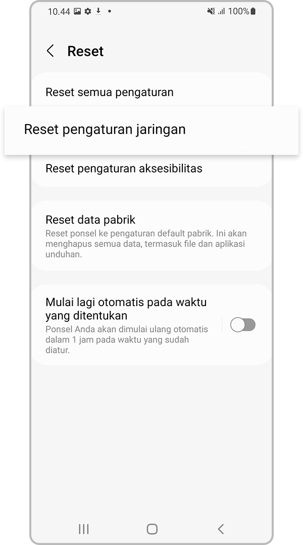 Pilih Reset pengaturan jaringan
