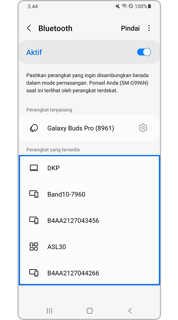 menyandingkan ulang perangkat bluetooth langkah 6