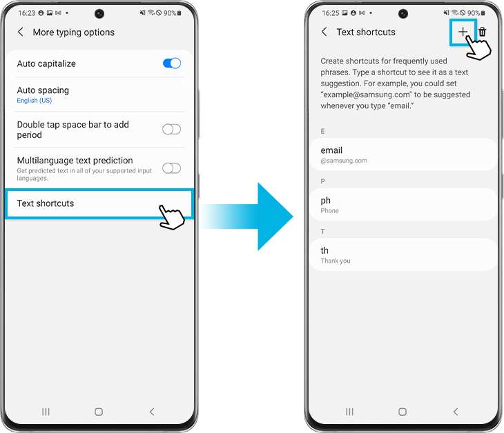 text shortcuts step2