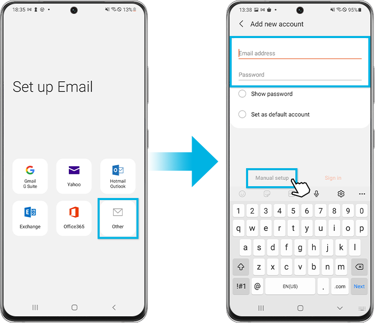 email settings manual step1