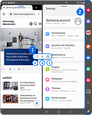 Galaxy Z Fold3 5G multi window with edge panel