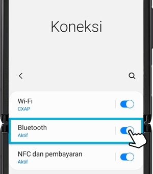 Screenshot menampilkan cara mengaktifkan ulang Bluetooth