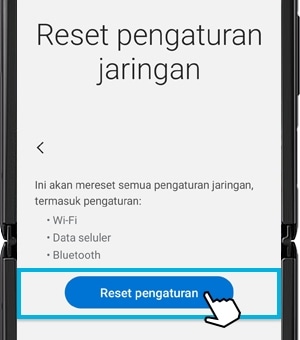 Screenshot menampilkan cara me-reset pengaturan jaringan di perangkat.