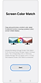 Screen Color Match start page with the Start button highlighted.