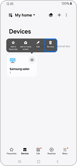Remove option highlighted.