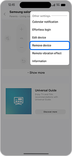 Remove device selected.