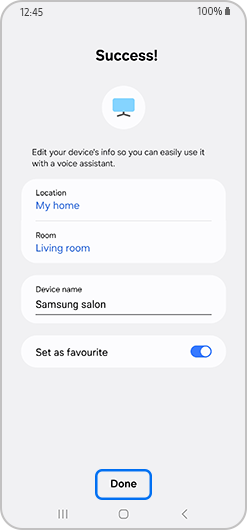 Done option highlighted on screen
